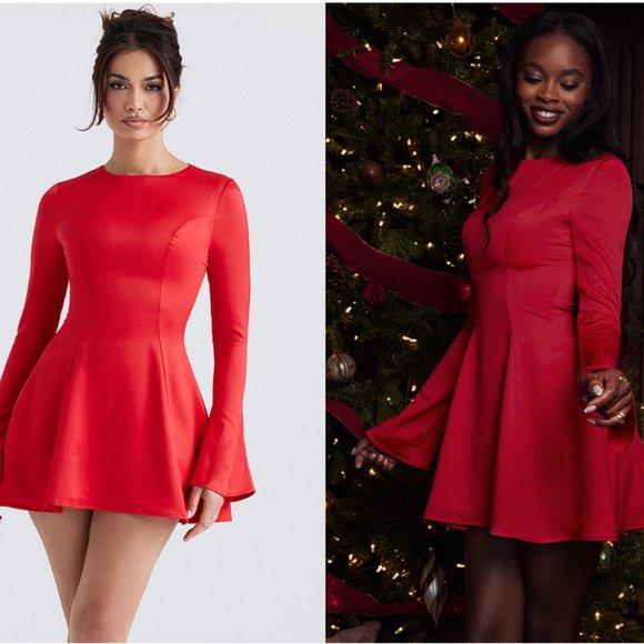 HOUSE OF CB 'Sacha' Red Satin Mini Dress NWOT - Picture 1 of 8